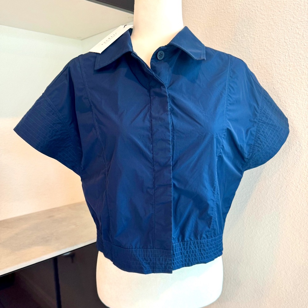 NWT We Are Sundays Naomi Navy Button Down Top Women's Size XS J